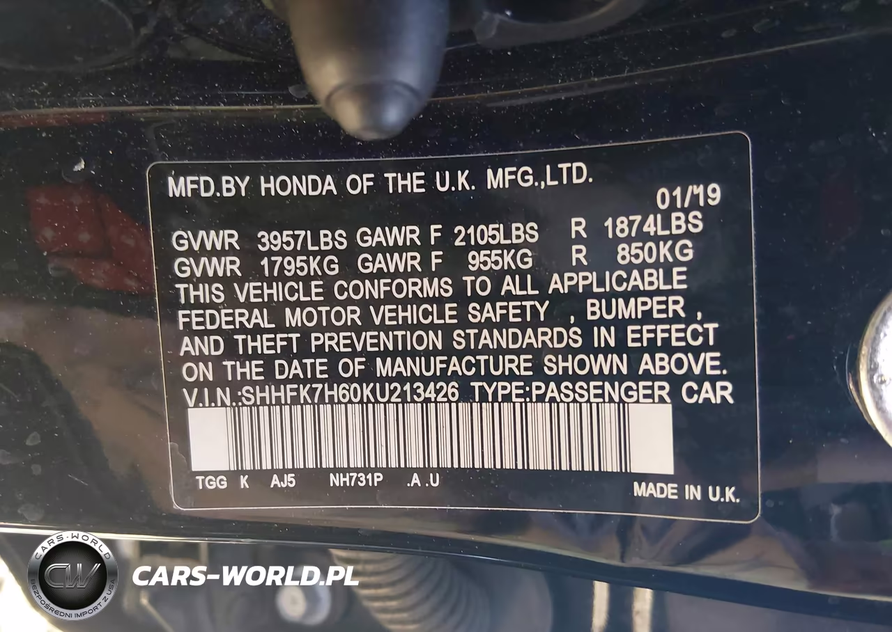 2019 Honda Civic Ex VIN:SHHFK7H60KU213426 - 9
