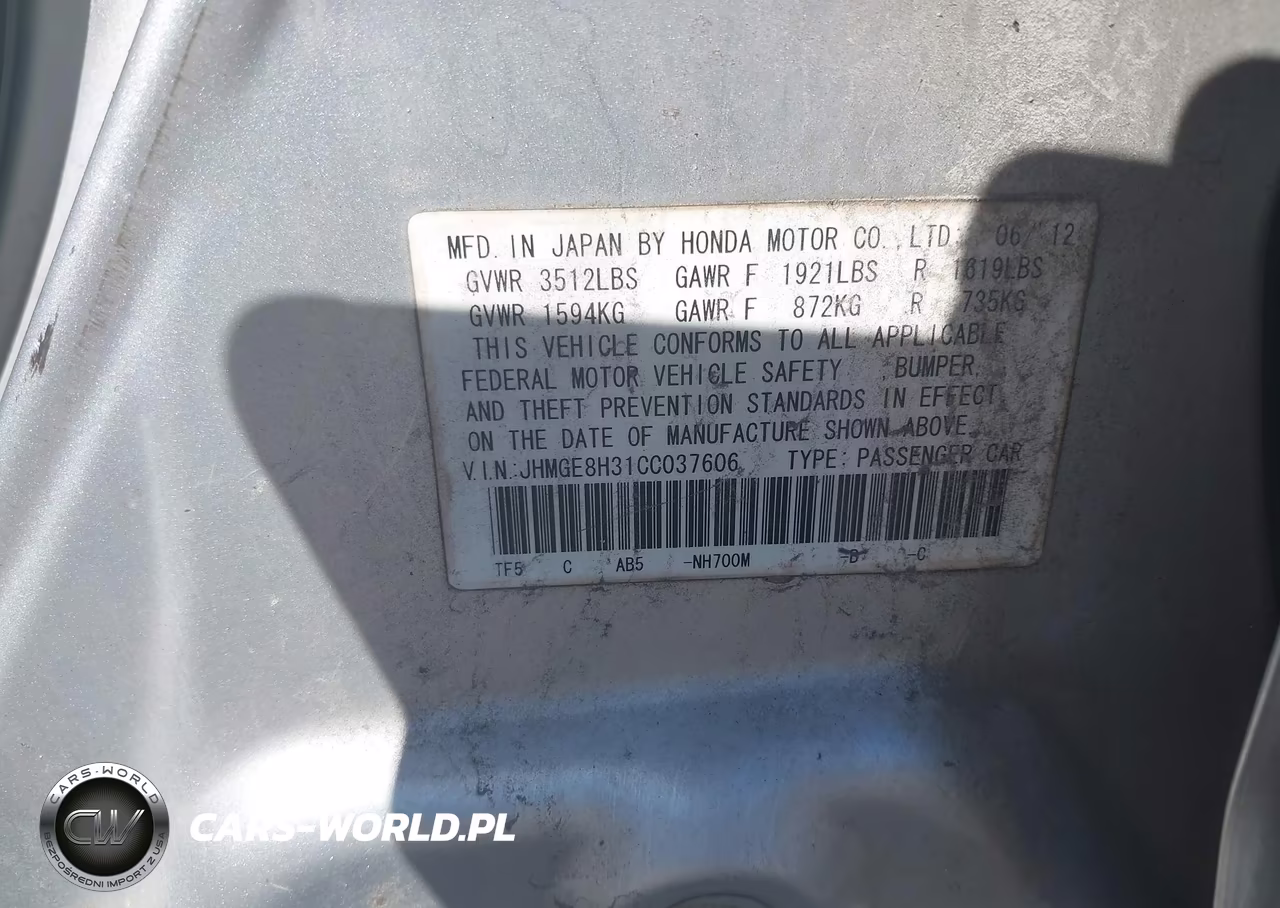 2012 Honda Fit VIN:JHMGE8H31CC037606 - 9