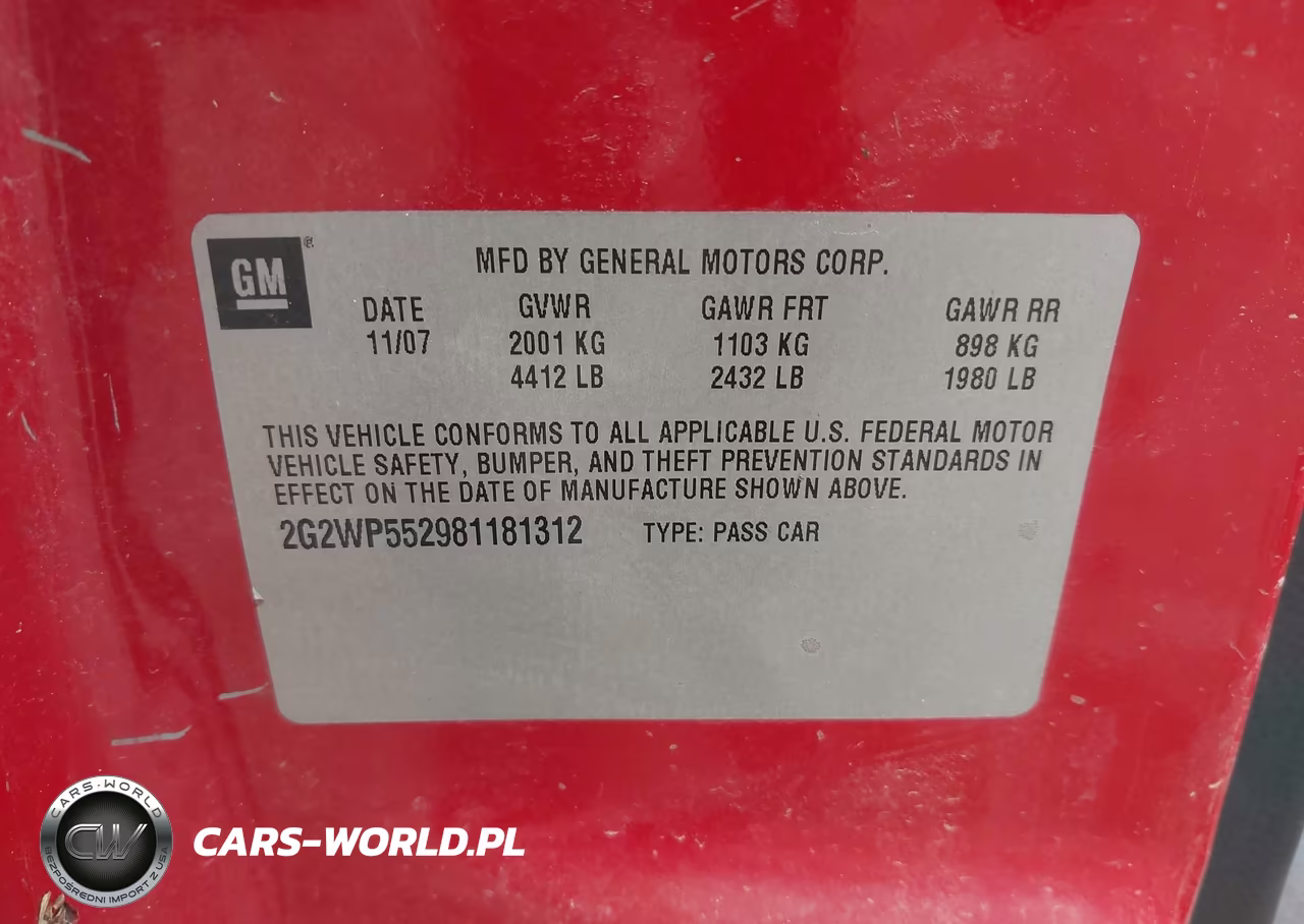 2008 Pontiac Grand Prix VIN:2G2WP552981181312 - 9