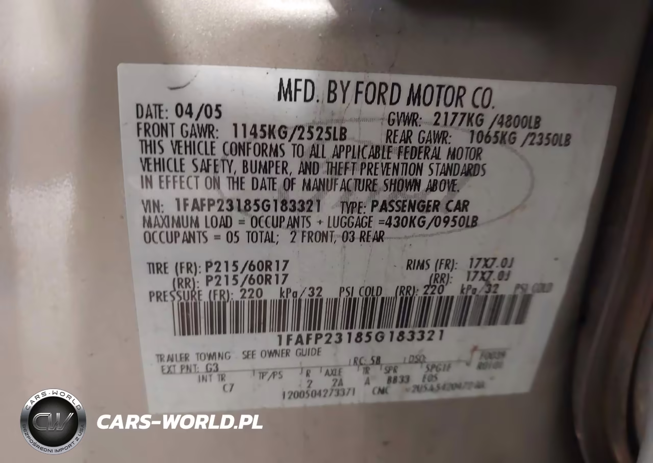 2005 Ford Five Hundred Se VIN:1FAFP23185G183321 - 9