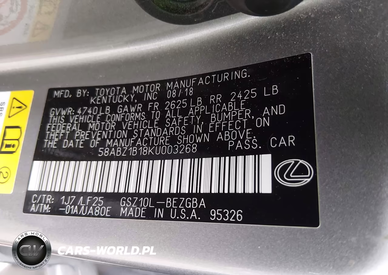 2019 Lexus Es 350 F Sport VIN:58ABZ1B18KU003268 - 9