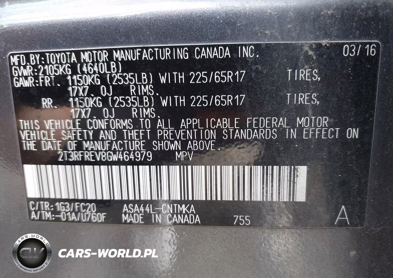 2016 Toyota Rav4 Xle VIN:2T3RFREV8GW464979 - 9