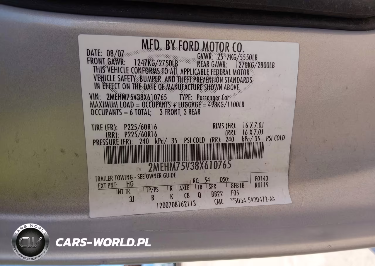 2008 Mercury Grand Marquis Ls VIN:2MEHM75V38X610765 - 9