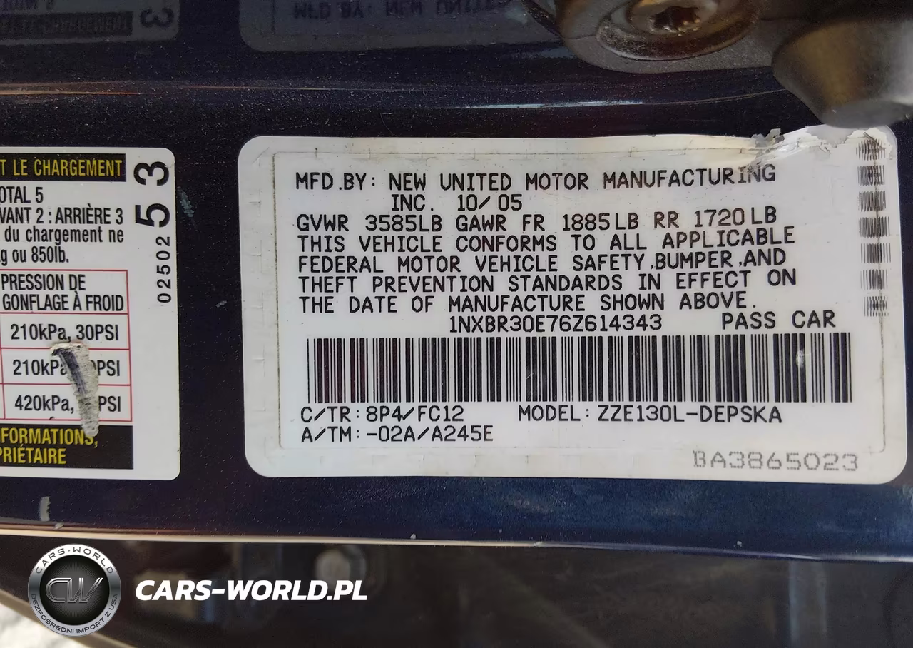 2006 Toyota Corolla S VIN:1NXBR30E76Z614343 - 9