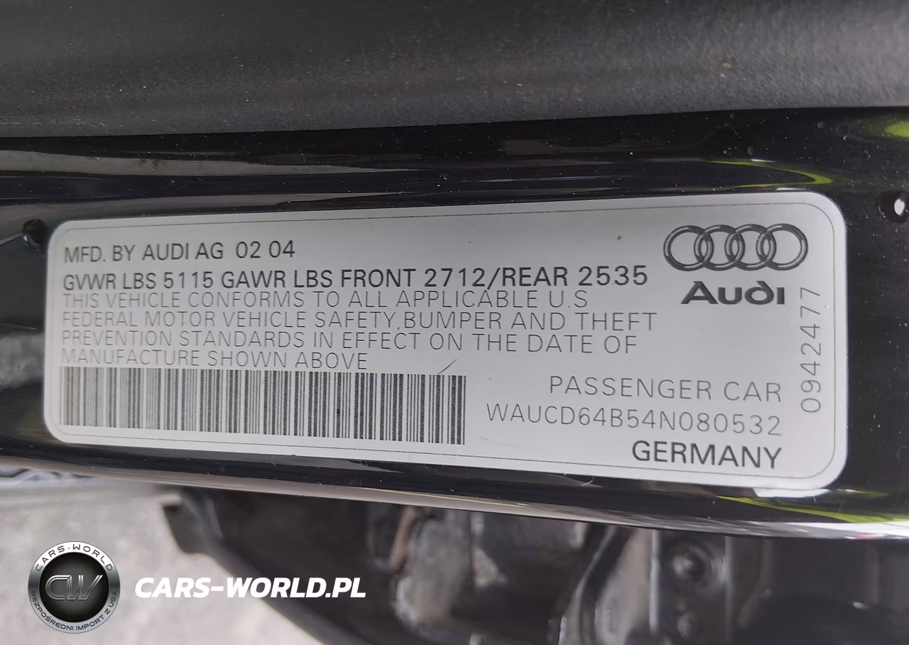 2004 Audi A6 2.7T S-Line VIN:WAUCD64B54N080532 - 9