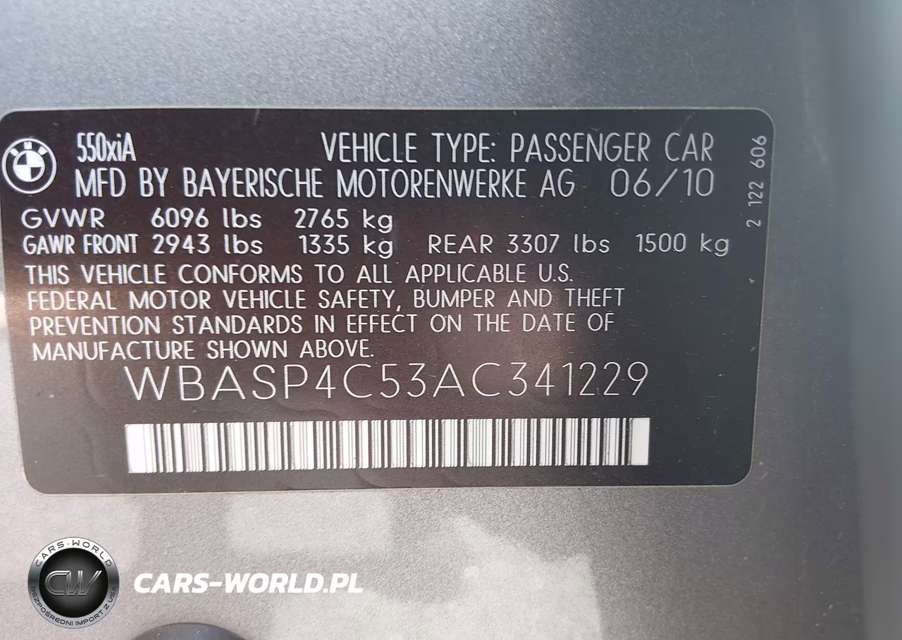 2010 BMW 550I Gran Turismo xDrive VIN:WBASP4C53AC341229 - 9