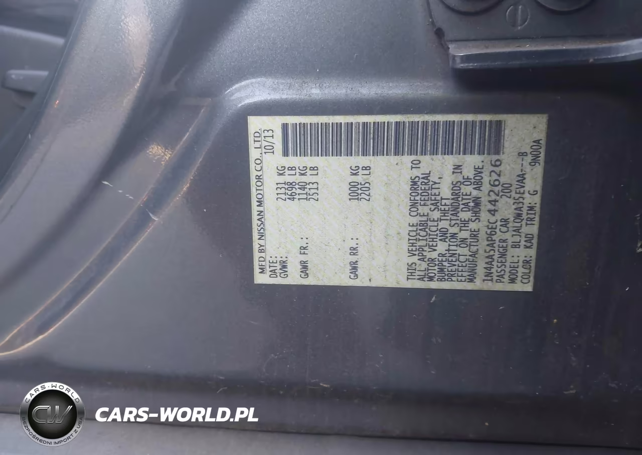 2014 Nissan Maxima 3.5 S VIN:1N4AA5AP6EC442626 - 9