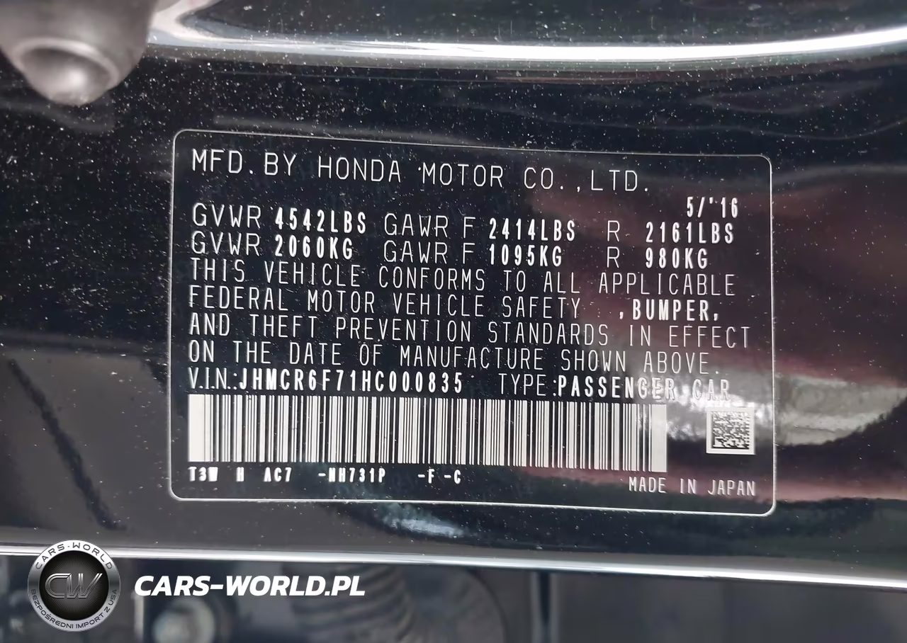 2017 Honda Accord Hybrid Touring VIN:JHMCR6F71HC000835 - 9