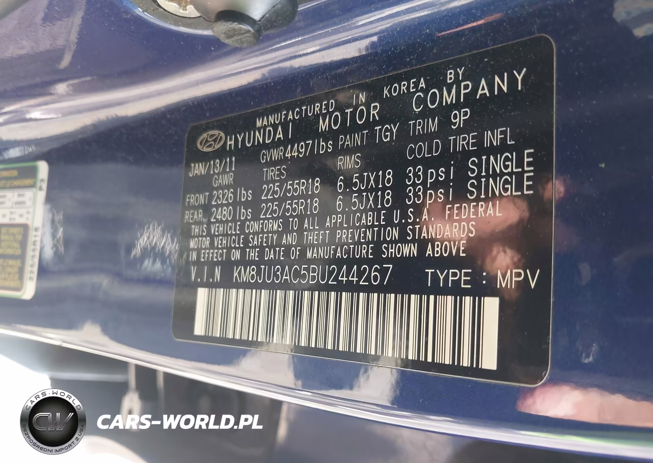 2011 Hyundai Tucson Gl VIN:KM8JU3AC5BU244267 - 9