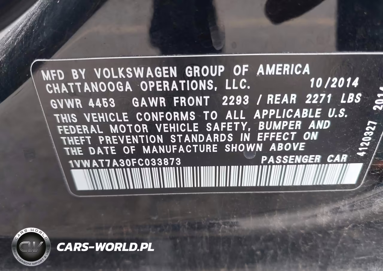 2015 Volkswagen Passat 1.8T S VIN:1VWAT7A30FC033873 - 9