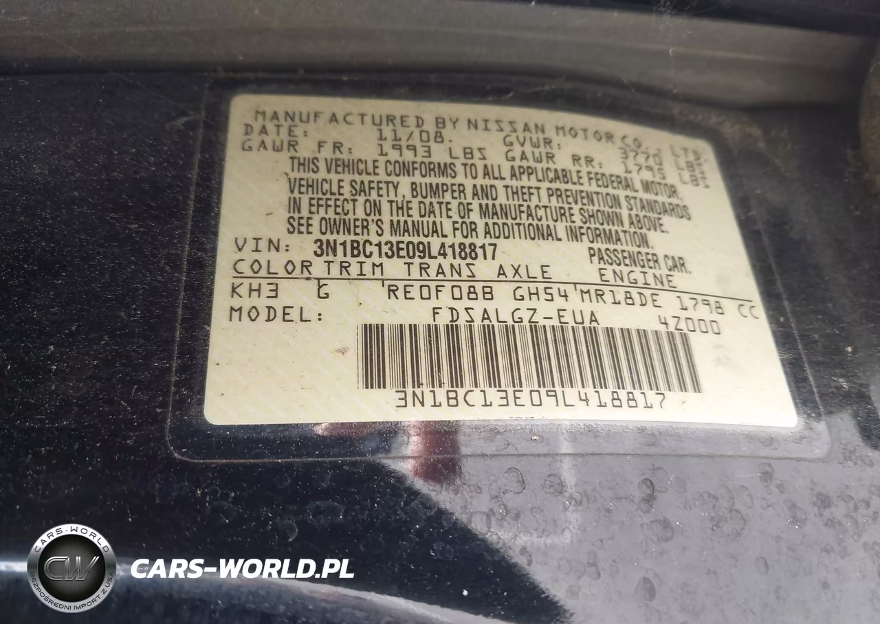 2009 Nissan Versa 1.8Sl VIN:3N1BC13E09L418817 - 9