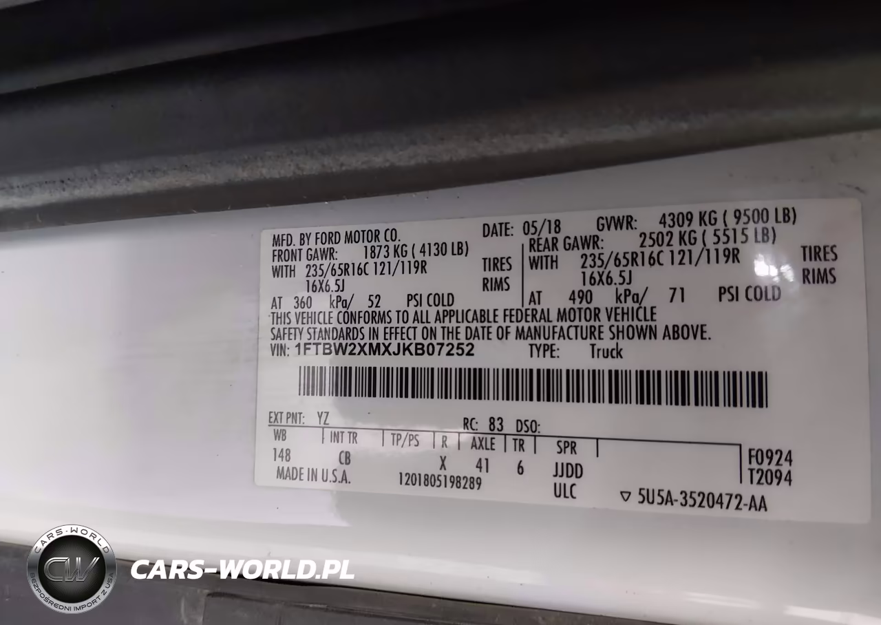 2018 Ford Transit-350 VIN:1FTBW2XMXJKB07252 - 9