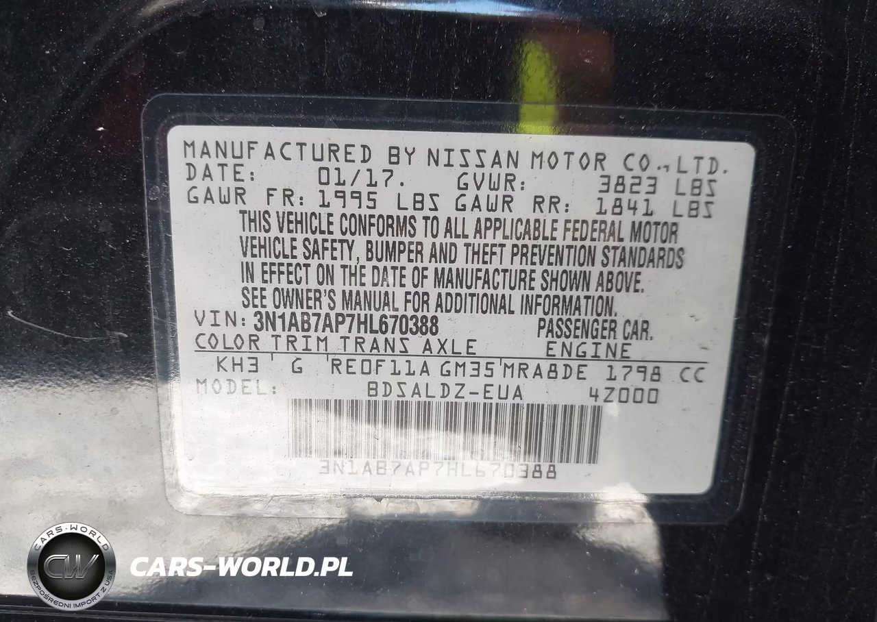 NISSAN SENTRA VIN:3N1AB7AP7HL670388 - 9