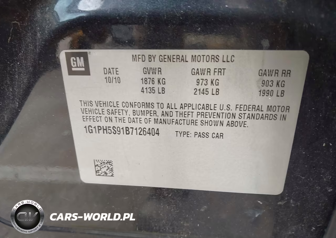 2011 Chevrolet Cruz VIN:1G1PH5S91B7126404 - 9