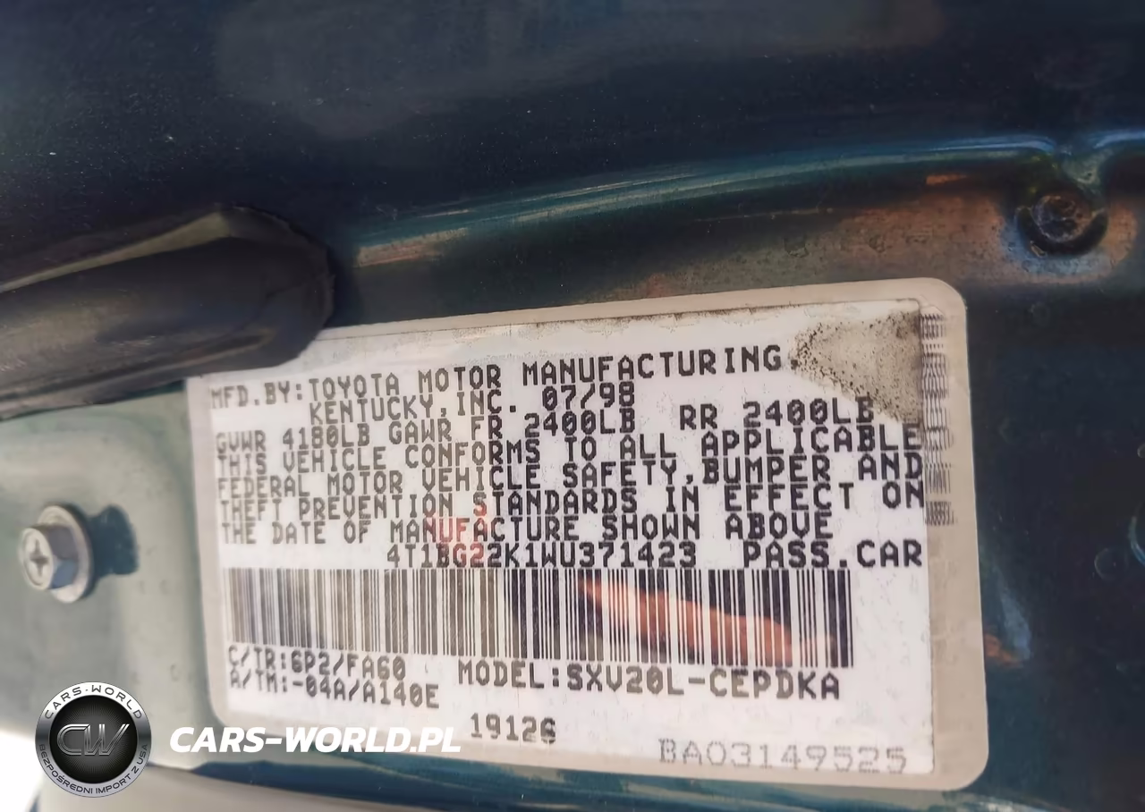 1998 Toyota Camry Ce VIN:4T1BG22K1WU371423 - 9