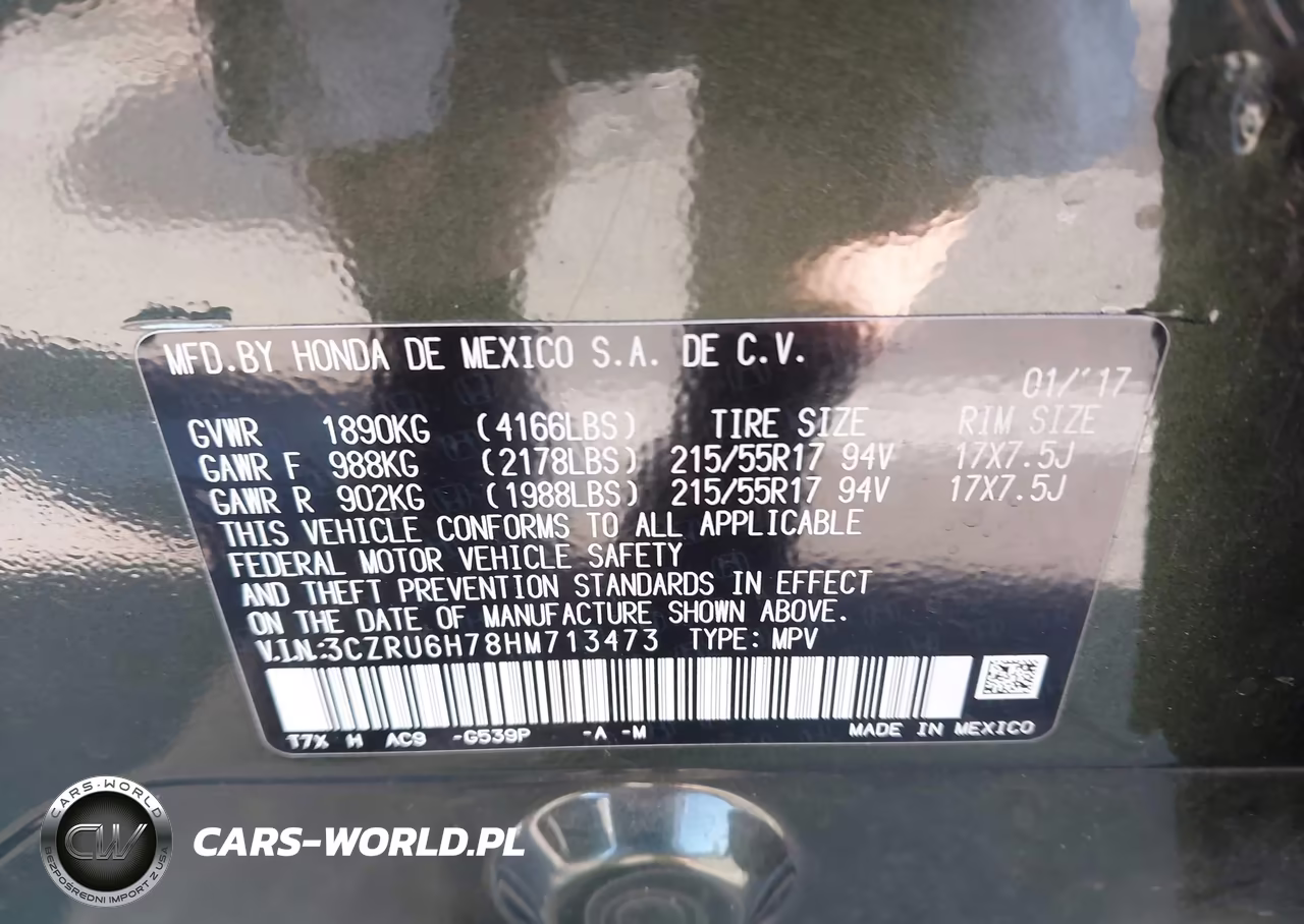 2017 Honda Hr-V Ex-L VIN:3CZRU6H78HM713473 - 9