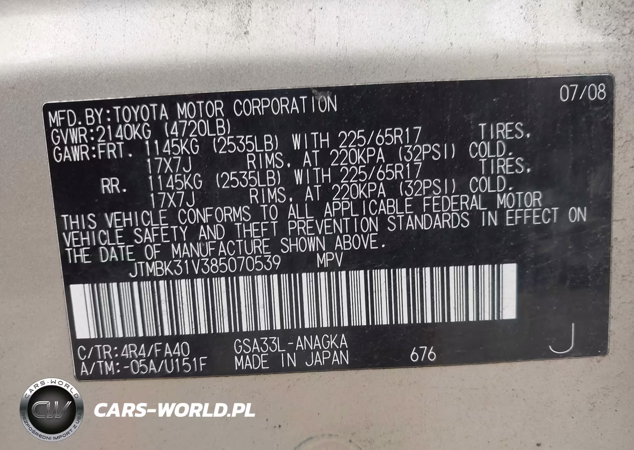2008 Toyota Rav4 Limited V6 VIN:JTMBK31V385070539 - 9