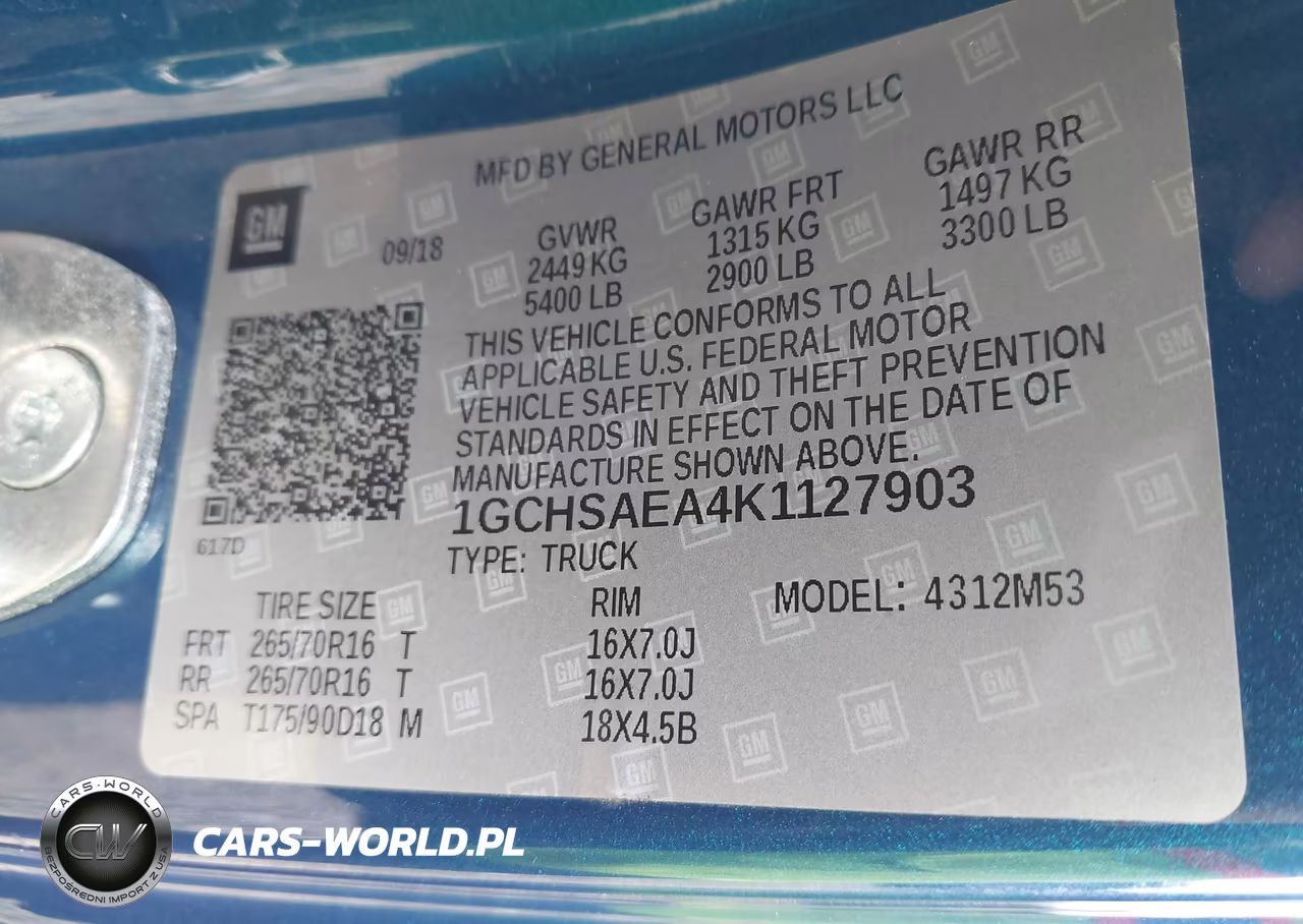 2019 Chevrolet Colorado VIN:1GCHSAEA4K1127903 - 9
