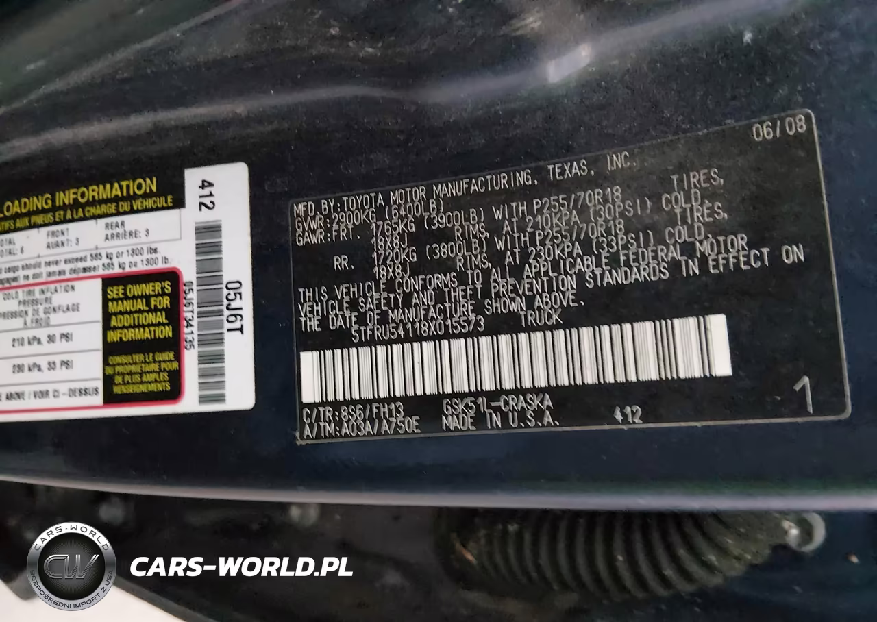 2008 Toyota Tundra Base V6 VIN:5TFRU54118X015573 - 9