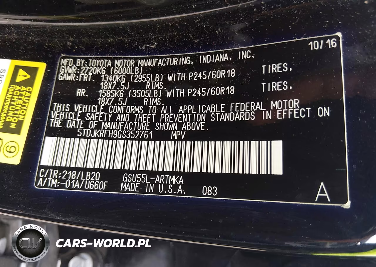 2016 Toyota Highlander Xle V6 VIN:5TDJKRFH9GS352761 - 9