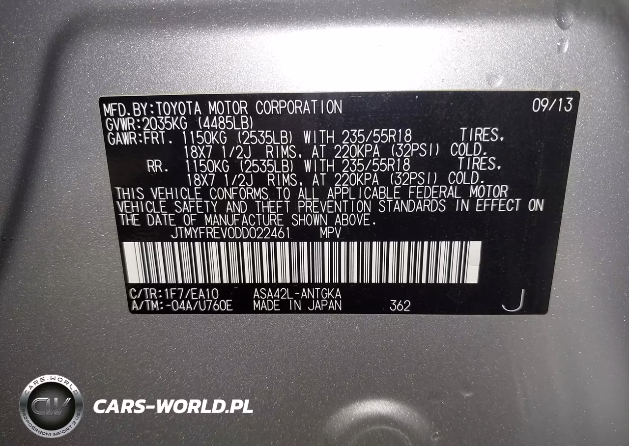 2013 Toyota Rav4 Limited VIN:JTMYFREV0DD022461 - 9