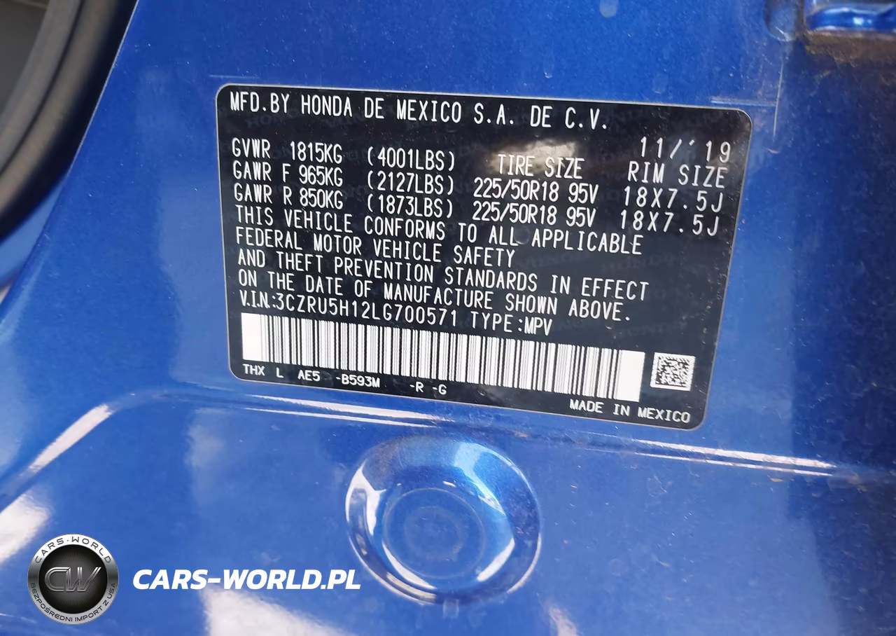 2020 Honda Hr-V 2Wd Sport VIN:3CZRU5H12LG700571 - 9
