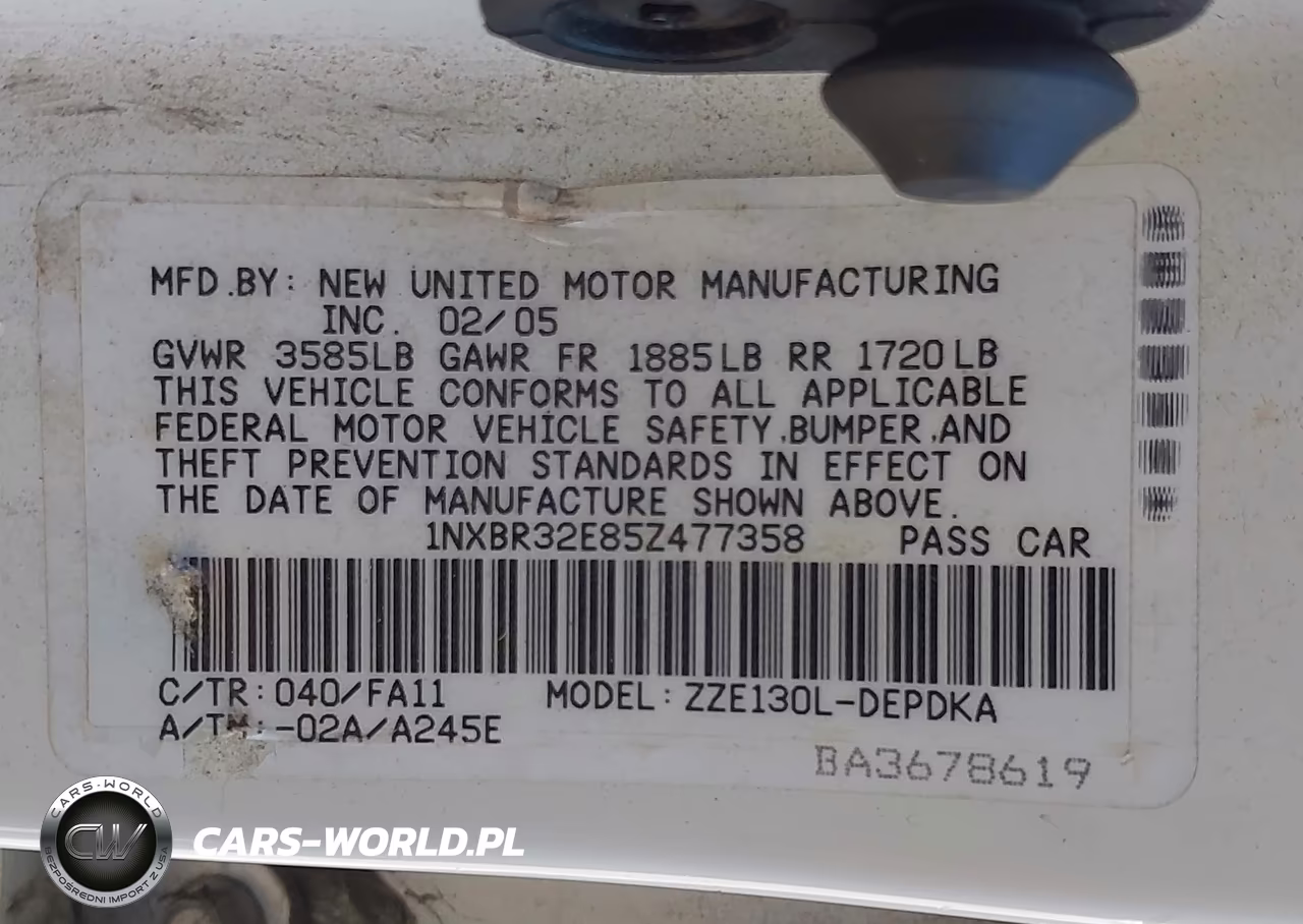 2005 Toyota Corolla Ce VIN:1NXBR32E85Z477358 - 9