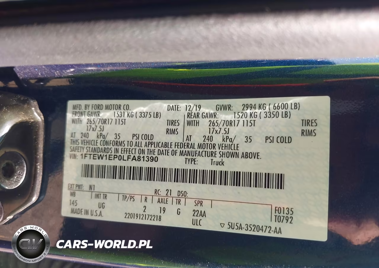 2020 Ford F-150 Xlt VIN:1FTEW1EP0LFA81390 - 9