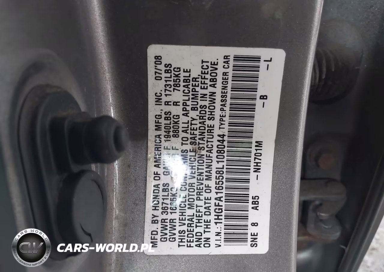 2008 Honda Civic Lx VIN:1HGFA16558L108044 - 9