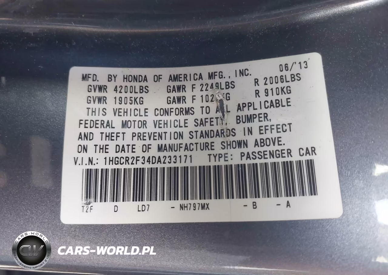2013 Honda Accord Lx VIN:1HGCR2F34DA233171 - 9