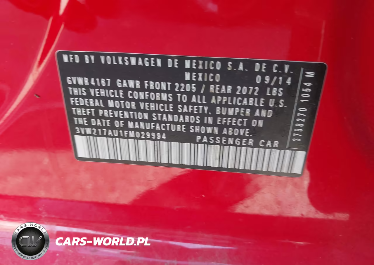 2015 Volkswagen Golf Tsi S 4-Door VIN:3VW217AU1FM029994 - 9
