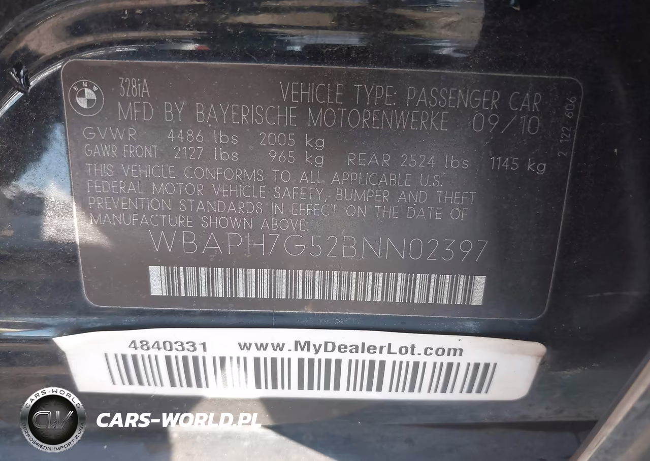 2011 BMW 328I VIN:WBAPH7G52BNN02397 - 9