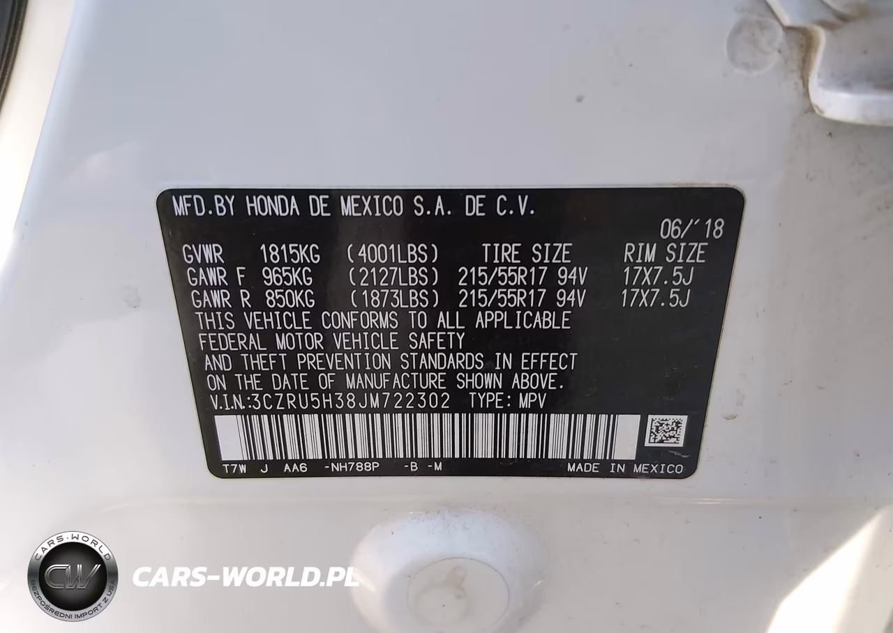2018 Honda Hr-V Lx VIN:3CZRU5H38JM722302 - 9