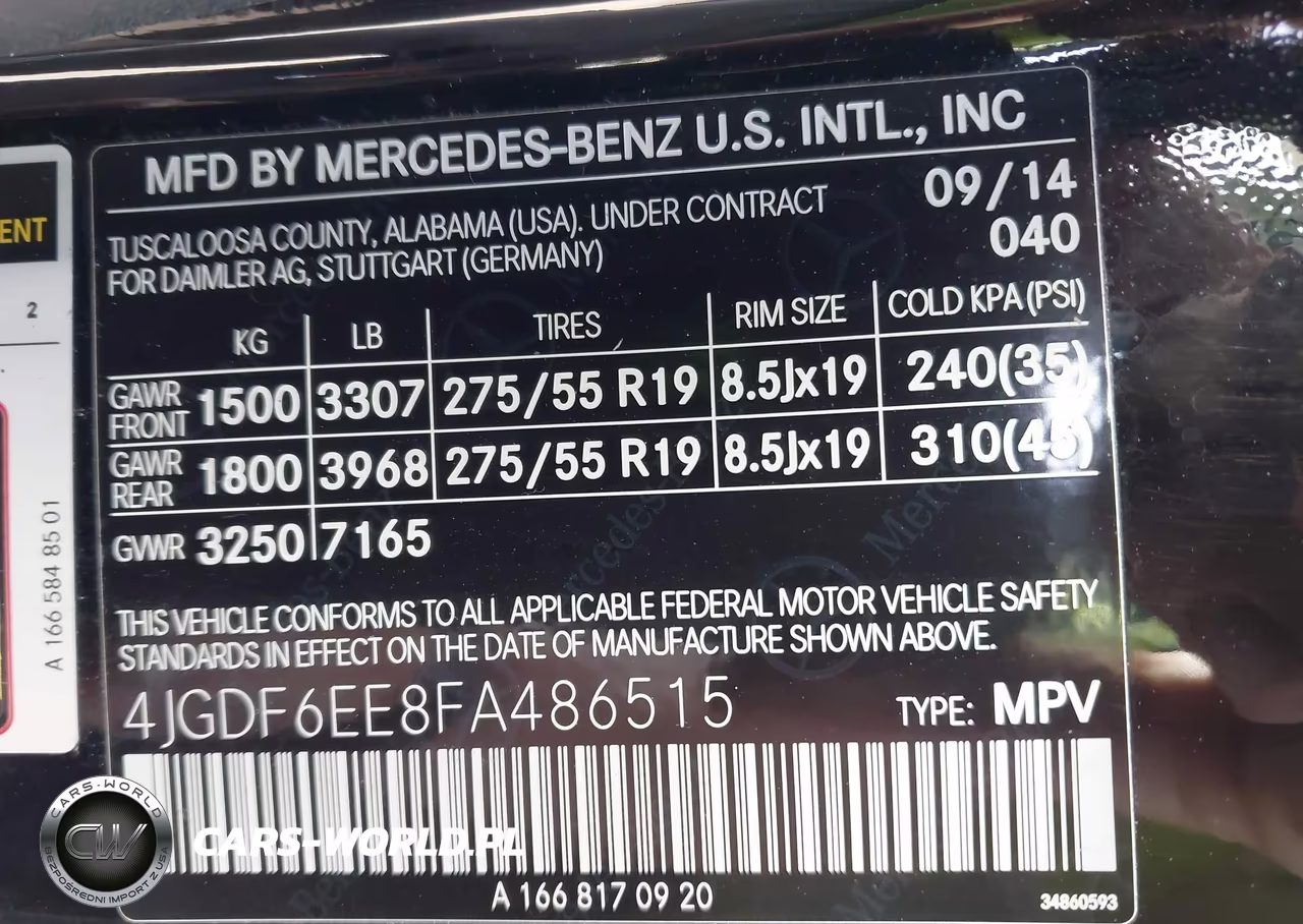 MERCEDES-BENZ GL 450 4MA VIN:4JGDF6EE8FA486515 - 9