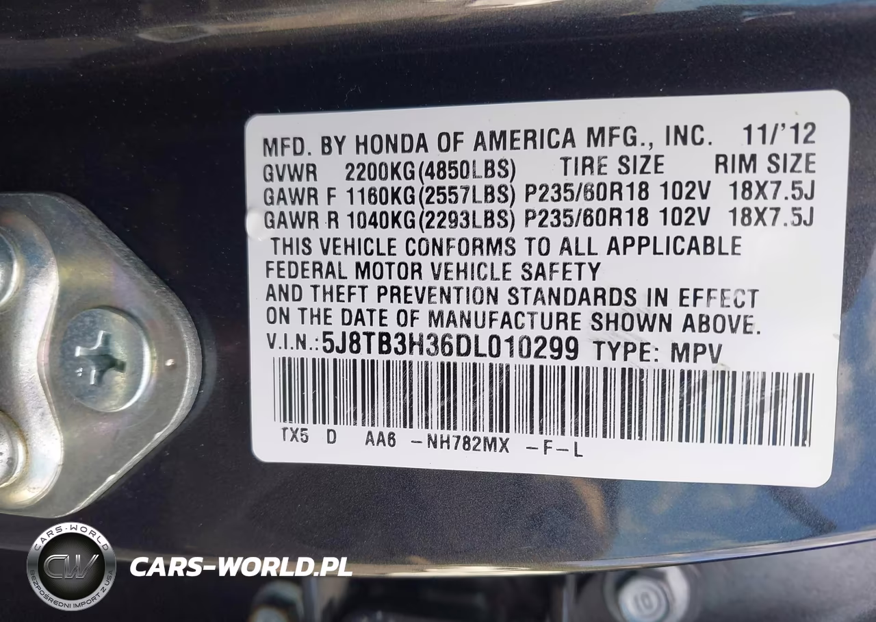 2013 Acura Rdx VIN:5J8TB3H36DL010299 - 9