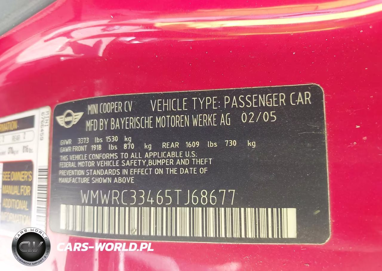 2005 Mini Cooper VIN:WMWRC33465TJ68677 - 9