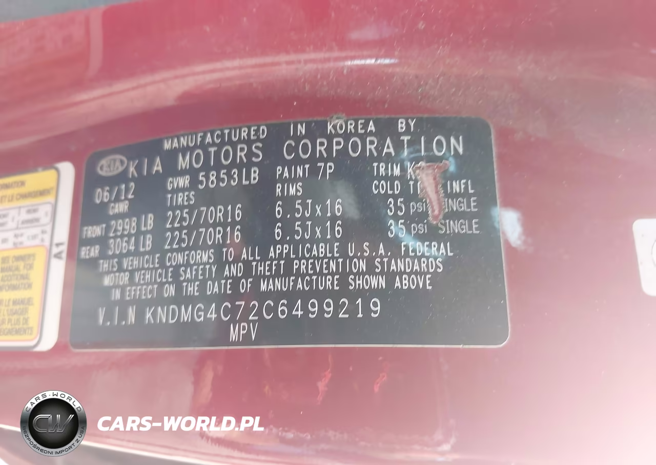 2012 Kia Sedona Lx VIN:KNDMG4C72C6499219 - 9