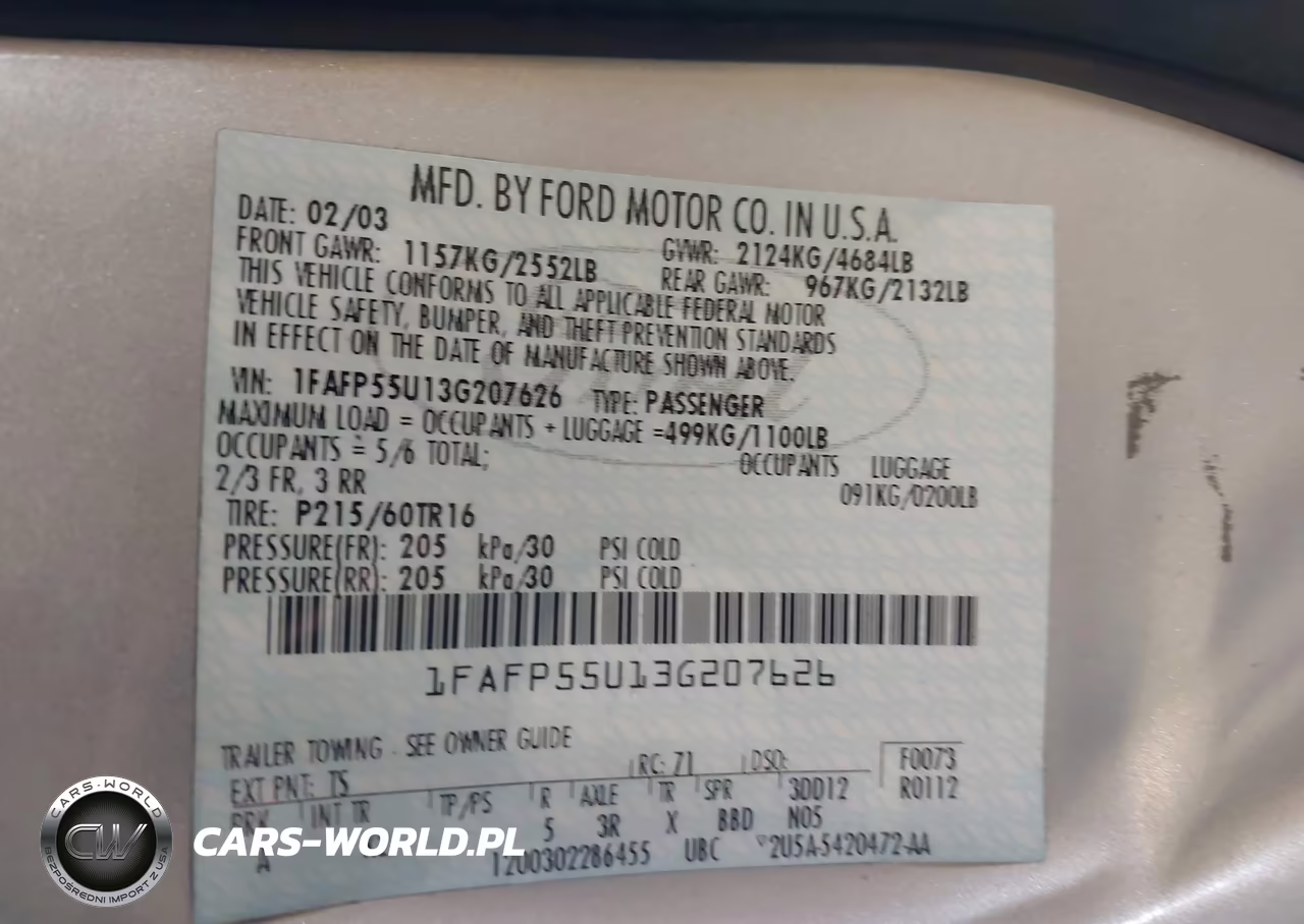 2003 Ford Taurus Ses VIN:1FAFP55U13G207626 - 9