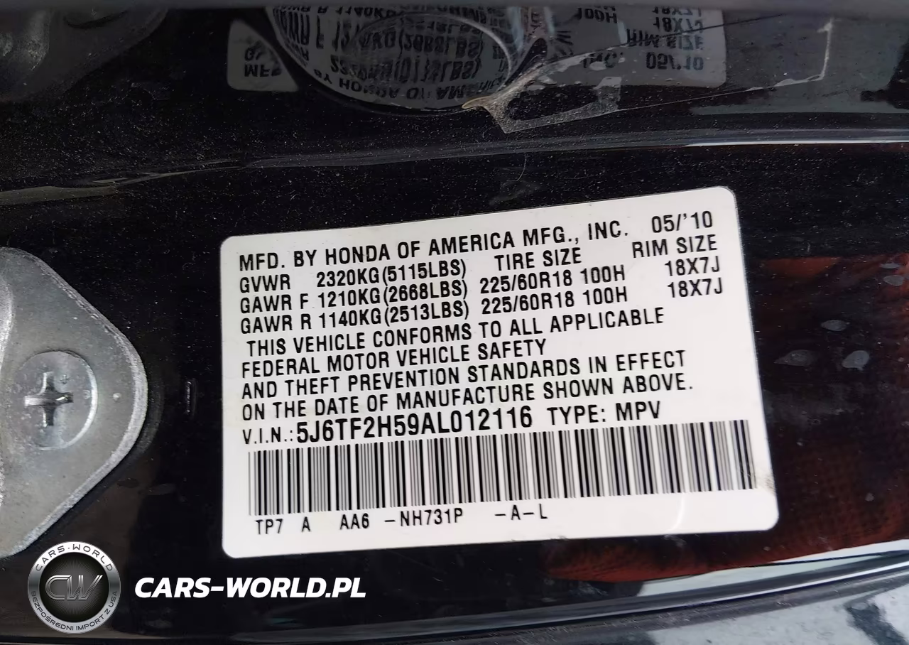 2010 Honda Accord Crosstour Ex-L VIN:5J6TF2H59AL012116 - 9