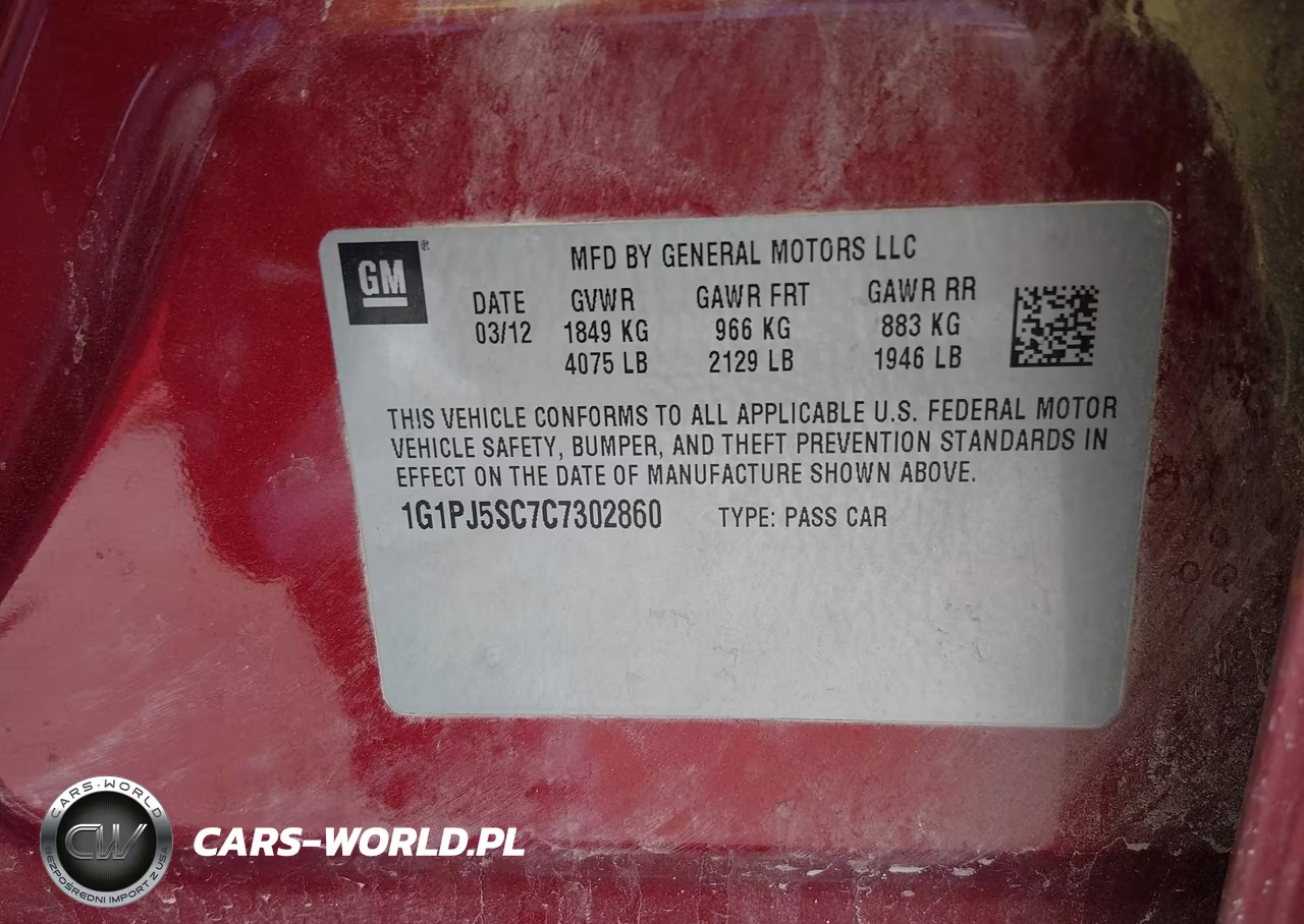 2012 Chevrolet Cruze Eco VIN:1G1PJ5SC7C7302860 - 9