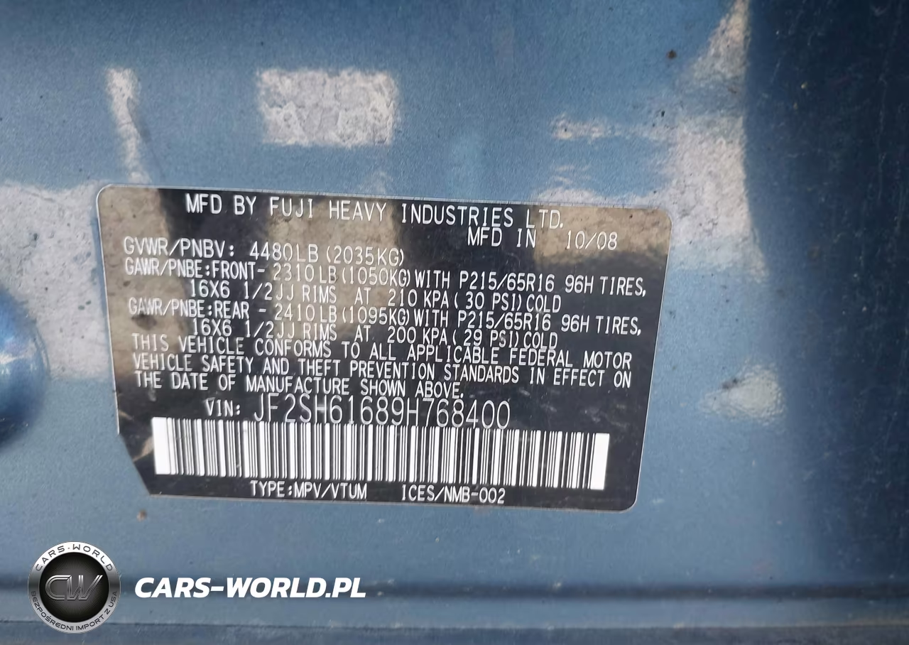 2009 Subaru Forester 2.5X VIN:JF2SH61689H768400 - 9