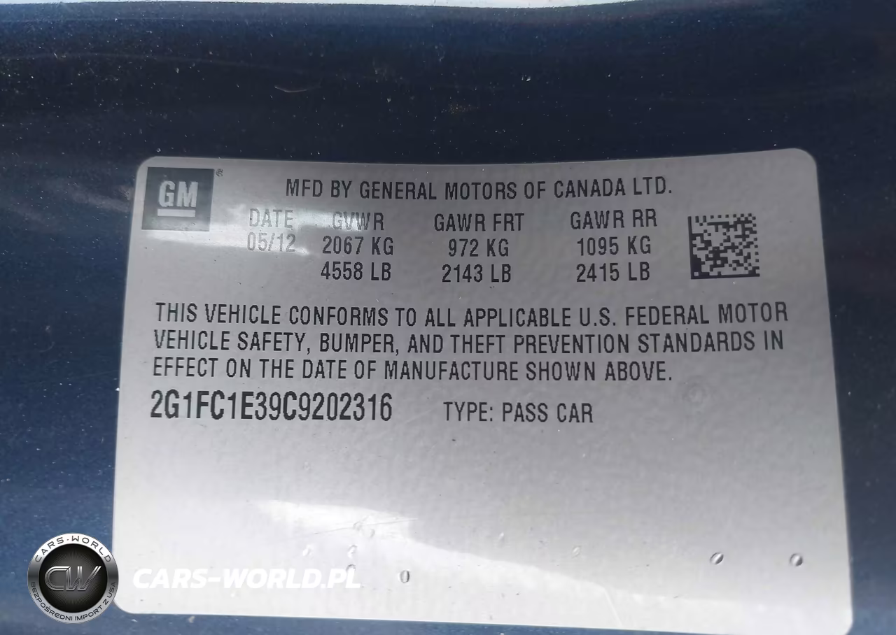2012 Chevrolet Camaro 2Lt VIN:2G1FC1E39C9202316 - 9