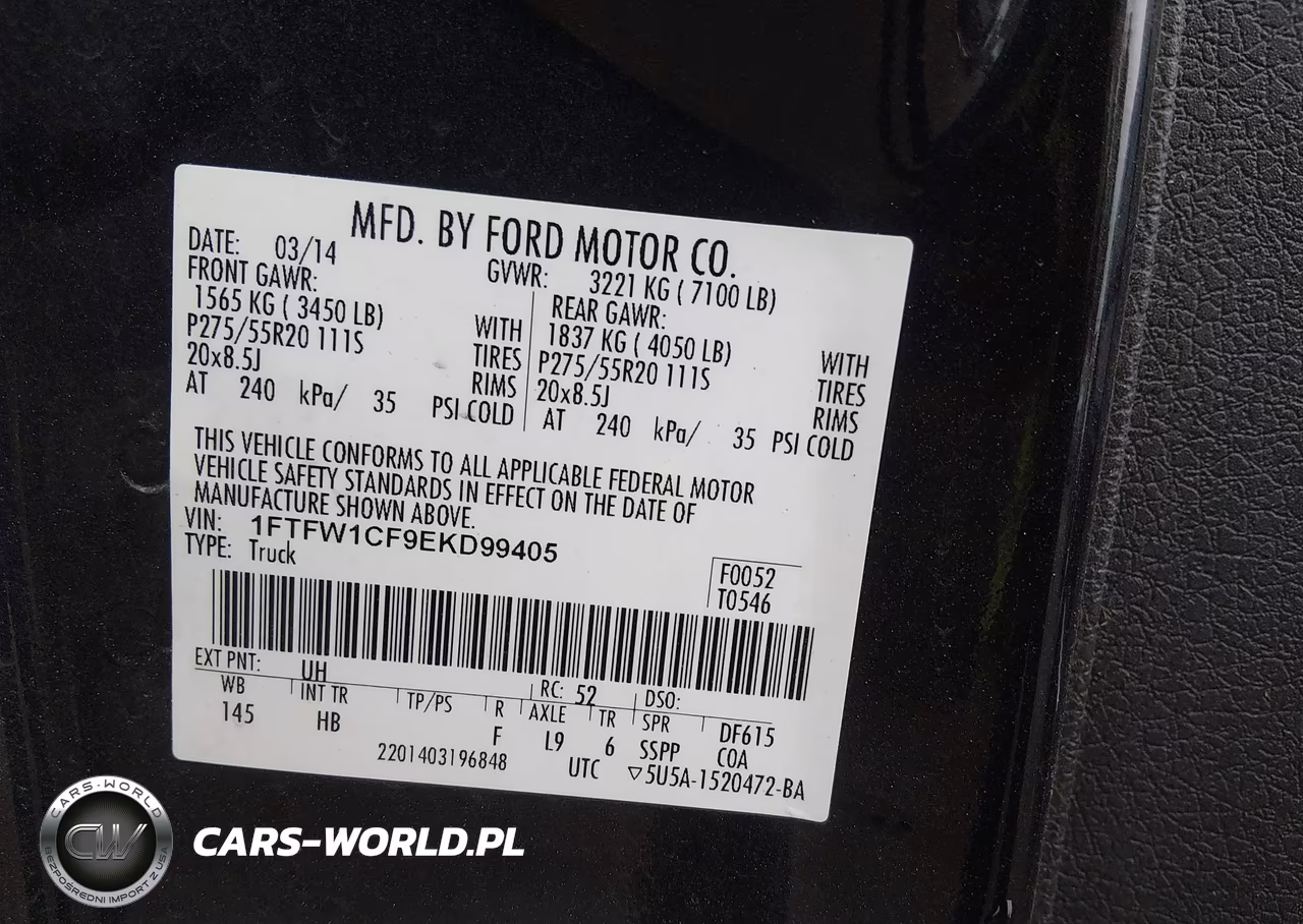 2014 Ford F-150 Lariat VIN:1FTFW1CF9EKD99405 - 9