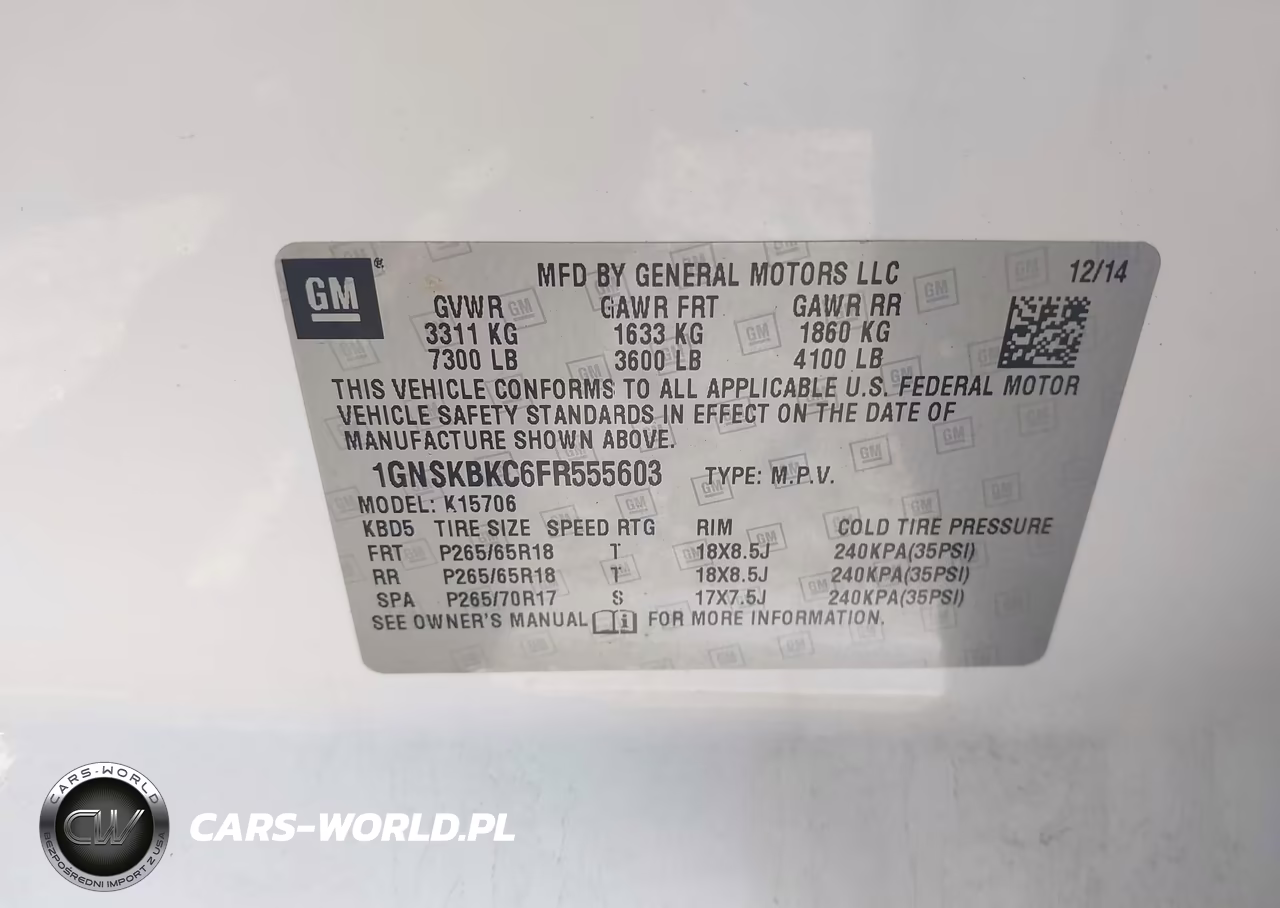2015 Chevrolet Tahoe Lt VIN:1GNSKBKC6FR555603 - 9