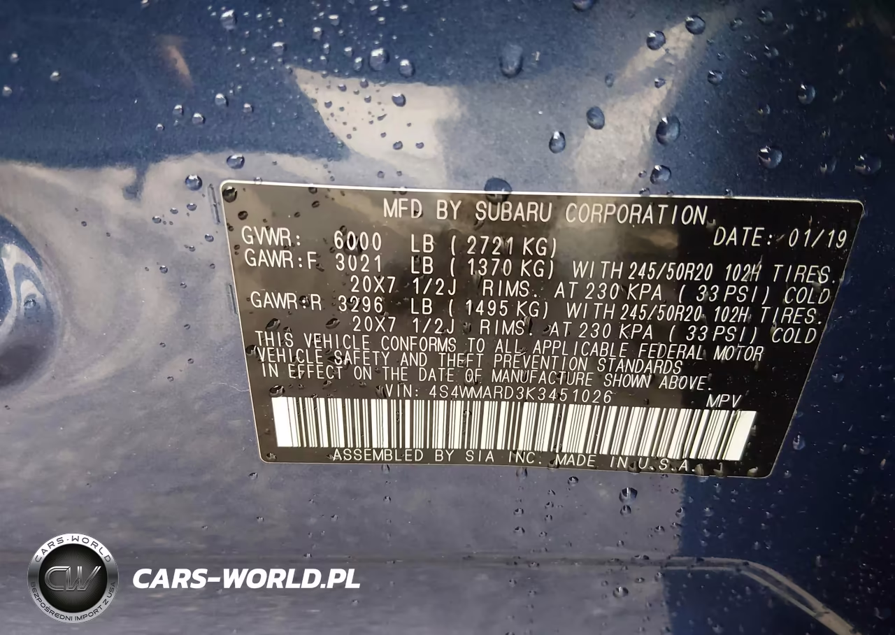 2019 Subaru Ascent Touring VIN:4S4WMARD3K3451026 - 9