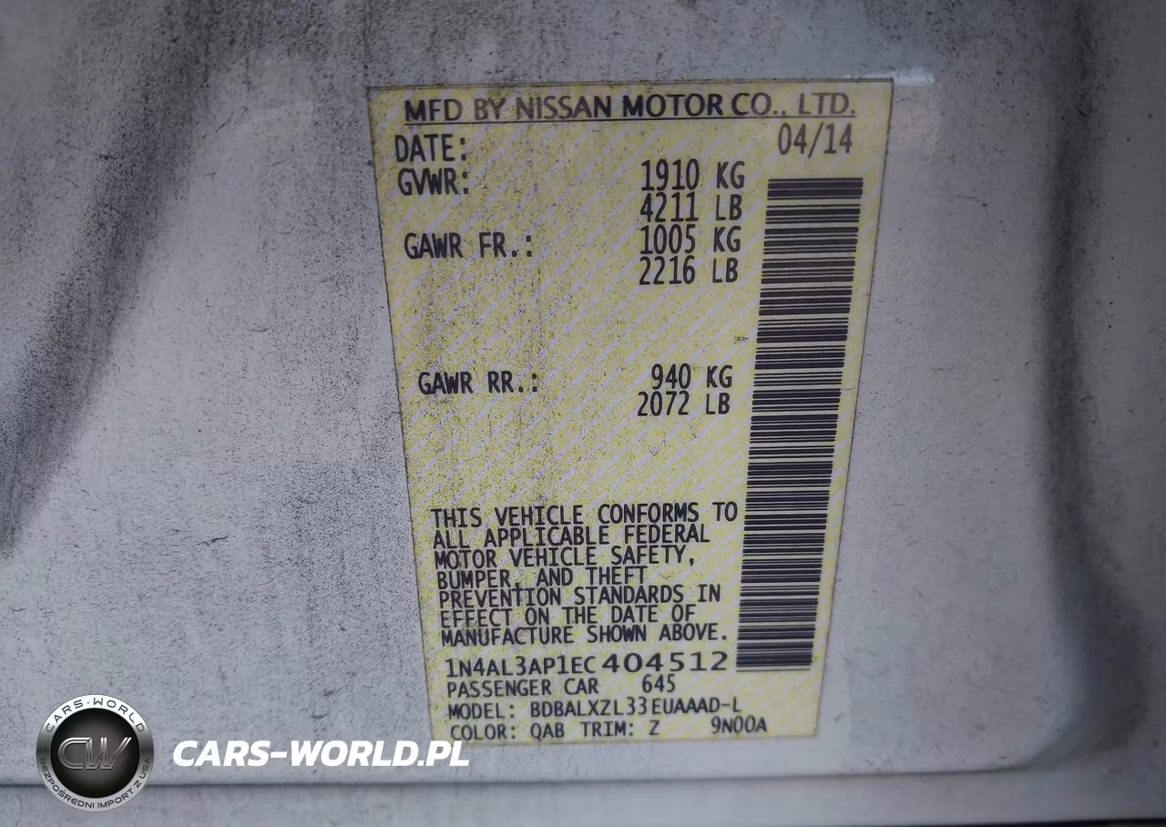 2014 Nissan Altima 2.5 Sl VIN:1N4AL3AP1EC404512 - 9