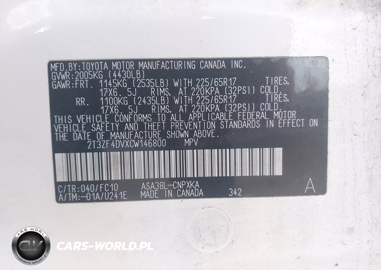 2012 Toyota Rav4 VIN:2T3ZF4DVXCW146800 - 9