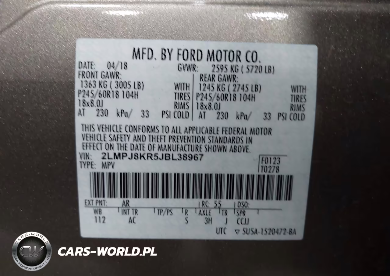 2018 Lincoln Mkx Select VIN:2LMPJ8KR5JBL38967 - 9