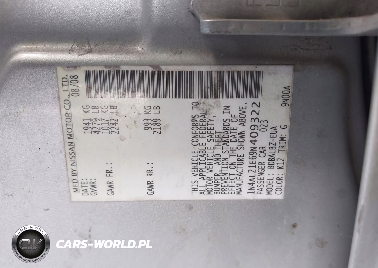 2009 Nissan Altima 2.5 S VIN:1N4AL21E69N409322 - 9