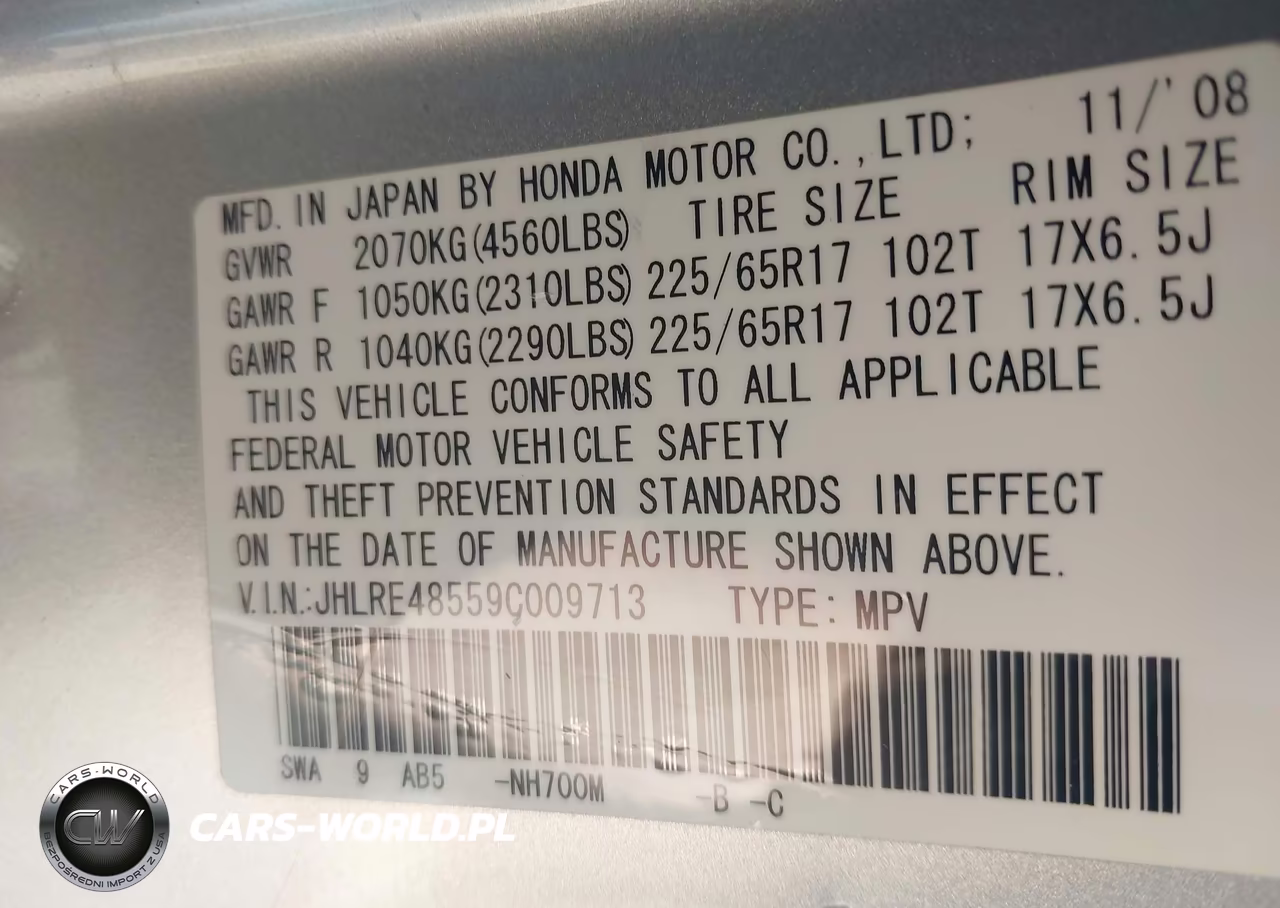 2009 Honda Cr-V Ex VIN:JHLRE48559C009713 - 9